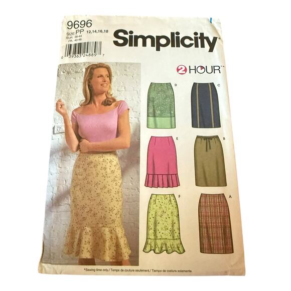 Simplicity 9696 Knee Length Skirt 2 Hour Casual 2001 INSTRUCTIONS ONLY - Picture 1 of 2